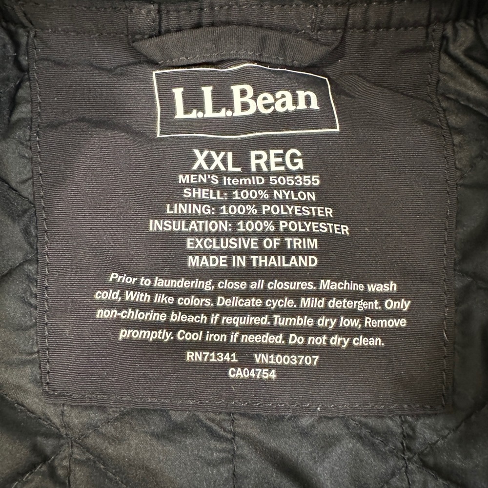 LL Bean Anorak Jacket Insulated Mountain Classic Nylon Mens XXL Black 505355 - Picture 5 of 7